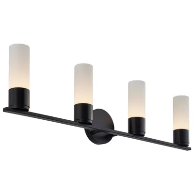 Justice Design Fusion Cellini 32" Wide Matte Black, Ribbed Opal Led Bath/vanity