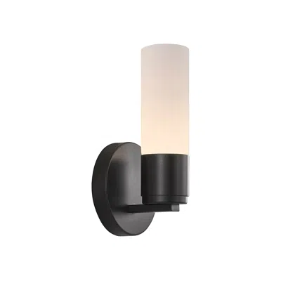 Justice Design Fusion Cellini 9" High Matte Black, Ribbed Opal Led Wall Sconce