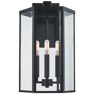 Justice Design Fusion Edgeworth 18"h 3-light Matte Black Outdoor Sconce W/ Clear Shad