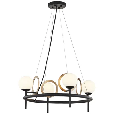 Justice Design Fusion™ Halo 22"w Matte Black 4-light Led Chandelier