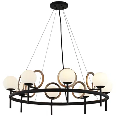Justice Design Fusion™ Halo 30"w Matte Black 8-light Led Chandelier