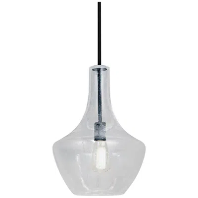 Justice Design Fusion Harlow 14" Black Seeded Glass Pendant Light
