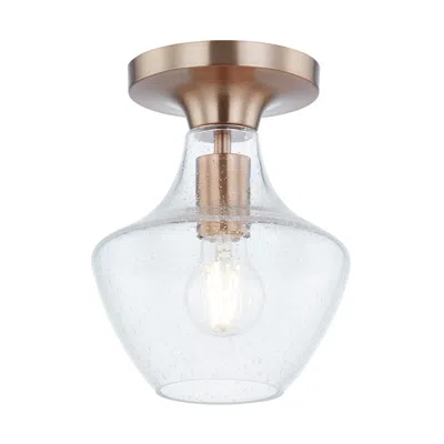 Justice Design Fusion Harlow 7.5" Wide Brushed Brass Semi-flush With Seeded Glass Sha