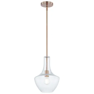Justice Design Fusion Harlow 9.5" Wide Brushed Brass Pendant With Seeded Glass Shade