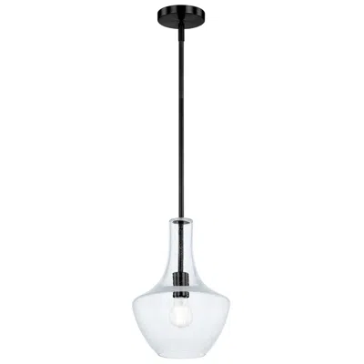 Justice Design Fusion Harlow 9.5" Wide Matte Black Pendant With Seeded Glass Shade