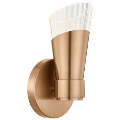 Justice Design Fusion Lugano 8.75" High Brushed Brass, Ribbed Clear Led Wall Sconce