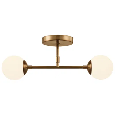 Justice Design Fusion Noho 16.5" Wide 2-light Brushed Brass, Etched Opal Semi-flush
