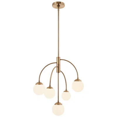 Justice Design Fusion Noho 20" Wide 5-light Brushed Brass, Etched Opal Chandelier