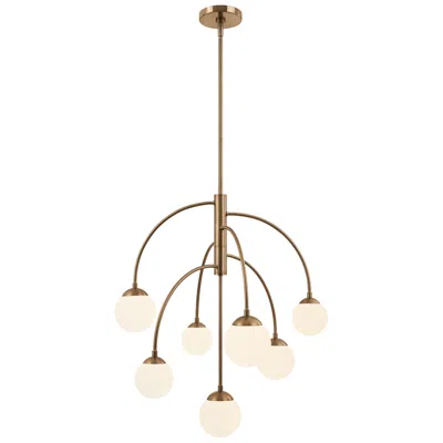Justice Design Fusion Noho 25" Wide 7-light Brushed Brass, Etched Opal Chandelier