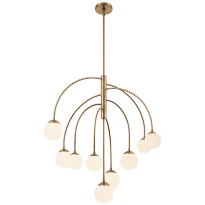 Justice Design Fusion Noho 32" Wide 9-light Brushed Brass, Etched Opal Chandelier