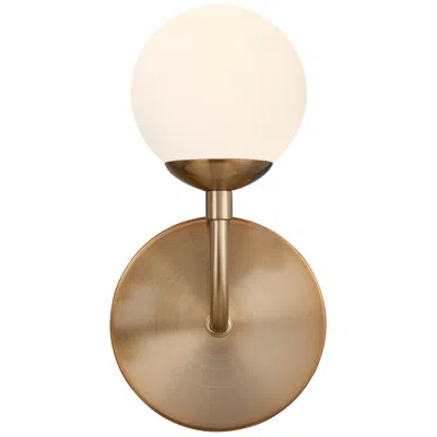 Justice Design Fusion Noho 9" High Brushed Brass, Etched Opal Wall Sconce