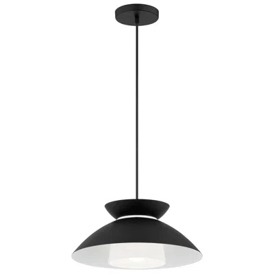 Justice Design Fusion Noreen 14.25" Wide Matte Black Pendant With Opal Glass Shade