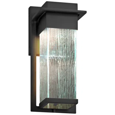 Justice Design Fusion Pacific 12" High Rain Glass Black Led Outdoor Wall Light