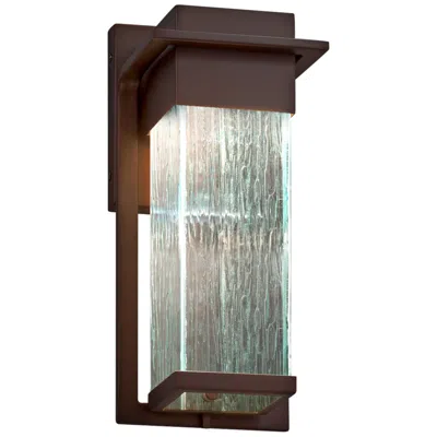Justice Design Fusion Pacific 12"h Rain Glass Bronze Led Outdoor Wall Light