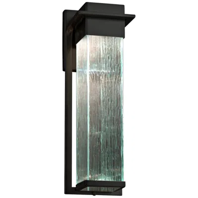 Justice Design Fusion Pacific 16 1/2" High Rain Glass Black Led Outdoor Wall Light