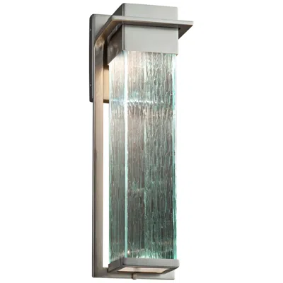 Justice Design Fusion Pacific 16 1/2" High Rain Glass Modern Led Outdoor Wall Light