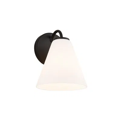 Justice Design Fusion Pavia 8.25" High Matte Black, Opal Wall Sconce