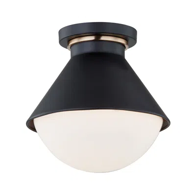 Justice Design Fusion Ravelle 10"w Matte Black And Brassoutdoor Semi-flush W/ Opal Sh