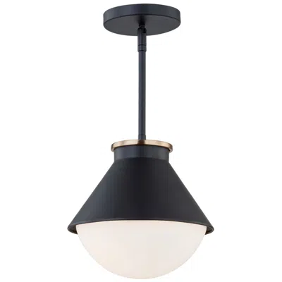 Justice Design Fusion Ravelle 10"w Matte Black W/ Brass Ring Outdoor Pendant W/ Opal