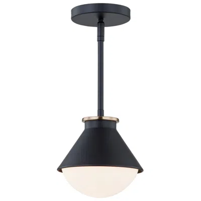 Justice Design Fusion Ravelle 7.25"w Matte Black And Brass Outdoor Pendant W/ Opal Sh