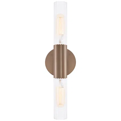 Justice Design Fusion Rimini 16.75"h 2-light Brushed Brass, Clear Ribbed Wall Sconce