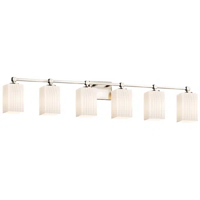 Justice Design Fusion Tetra 6-light Square Bath Bar - Flat Rim Shade - Ribbon - Nickel