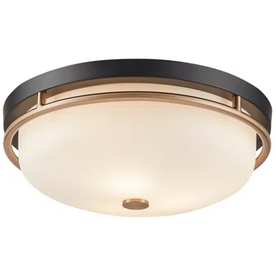 Justice Design Fusion Tilburg 15.75"w 3-light Matte Black, Brass, Opal Flush-mount