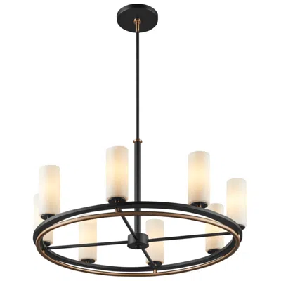 Justice Design Fusion Tilburg 32.5" Wide 8-light Matte Black, Brass, Opal Chandelier