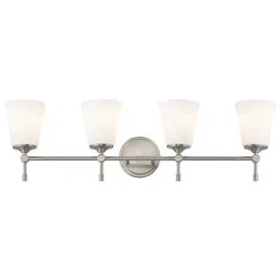 Justice Design Fusion Tulsi 32.5" Wide 4-light Brushed Nickel, Opal Bath/vanity