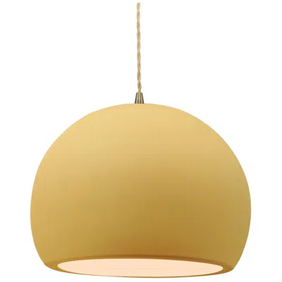 Justice Design Glazed 12 1/4" Wide Aged Brass And Yellow Led Pendant Light