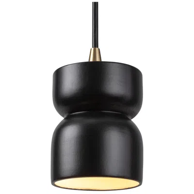 Justice Design Glazed 3 1/2"w Aged Brass And Black Ceramic Led Mini Pendant