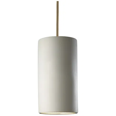 Justice Design Large Cylinder Pendant - Bisque - Antique Brass - Rigid Stem