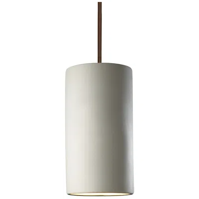 Justice Design Large Cylinder Pendant - Bisque - Dark Bronze - Rigid Stem