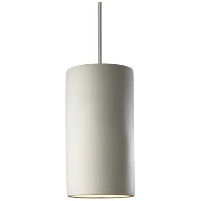 Justice Design Large Cylinder Pendant - Bisque - Polished Chrome - Rigid Stem