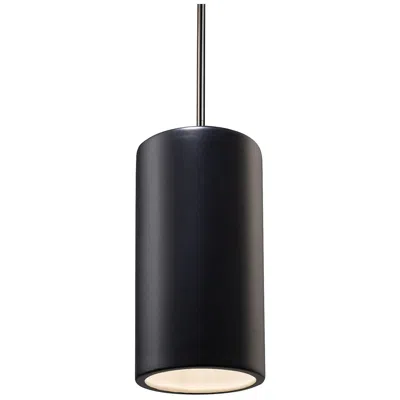 Justice Design Large Cylinder Pendant - Carbon Black - Brushed Nickel - Rigid Stem