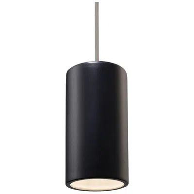 Justice Design Large Cylinder Pendant - Carbon Black - Polished Chrome - Rigid Stem