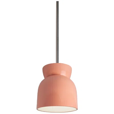Justice Design Large Hourglass Pendant - Gloss Blush - Brushed Nickel - Rigid Stem
