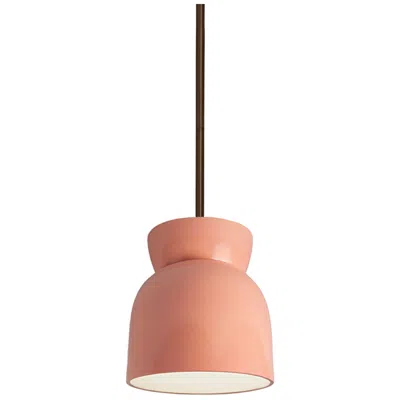 Justice Design Large Hourglass Pendant - Gloss Blush - Dark Bronze - Rigid Stem