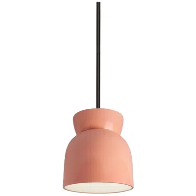 Justice Design Large Hourglass Pendant - Gloss Blush - Matte Black - Rigid Stem