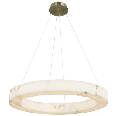 Justice Design Lumenaria Medley 32"w Brass Led Ring Pendant W/ Faux Alabaster Shade