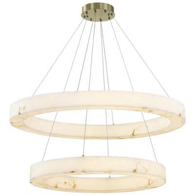 Justice Design Medley 42" Wide Brushed Brass 2-tier Led Ring Chandelier