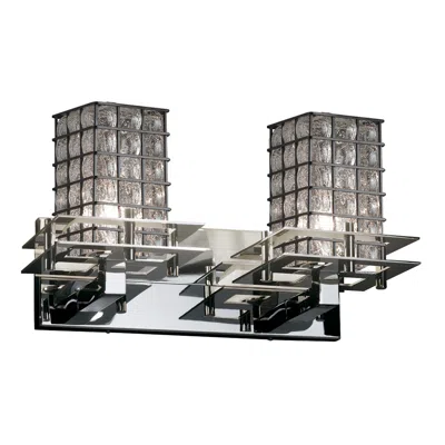 Justice Design Metropolis 9.25" High 2-light Polished Chrome Vanity W/ Clear Bubbles Shade