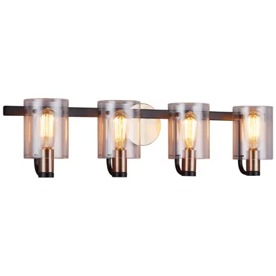 Justice Design Poise 32 1/5" Wide Matte Black Brass 4-light Bath Light