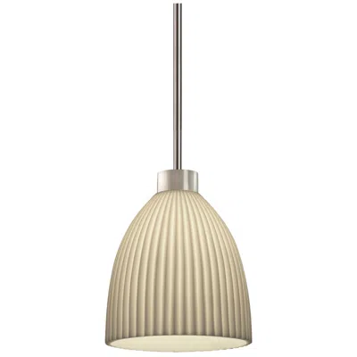 Justice Design Porcelina 18"w Brushed Nickel Impala Tapered Cylinder Curved Pendant