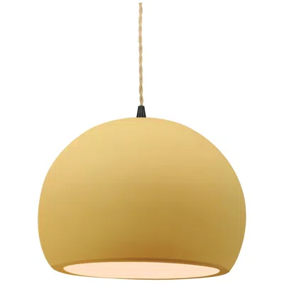 Justice Design Radiance 10"w Yellow Frame Matte Black Globe Beige Twisted Cord Led Pe