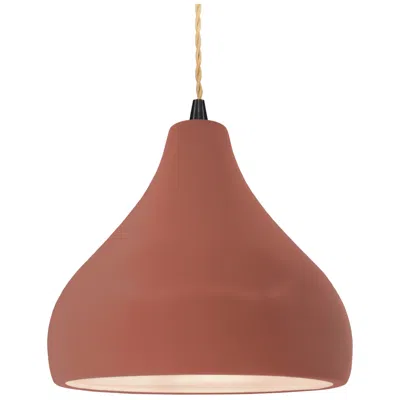 Justice Design Radiance 11.5"w Droplet Black Beige Cord Pendant W/ Canyon Clay Shade