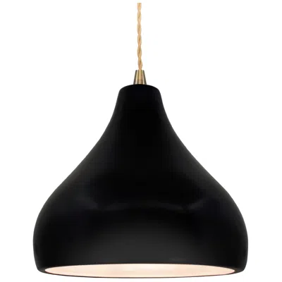 Justice Design Radiance 11.5"w Droplet Brass Beige Cord Pendant W/ Carbon Black Shade