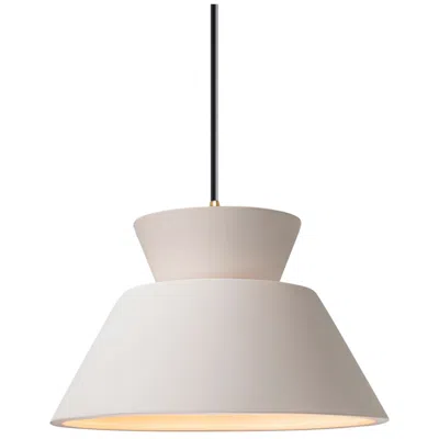 Justice Design Radiance 11"w Bisque Trapezoid Mini Pendant W/ Brass Accent