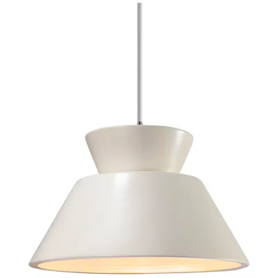 Justice Design Radiance 11"w Matte White And Nickel White Cord Trapezoid Pendant
