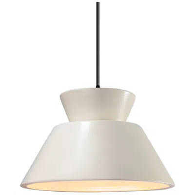 Justice Design Radiance 11"w Matte White Trapezoid 1-light Pendant With Black Cord